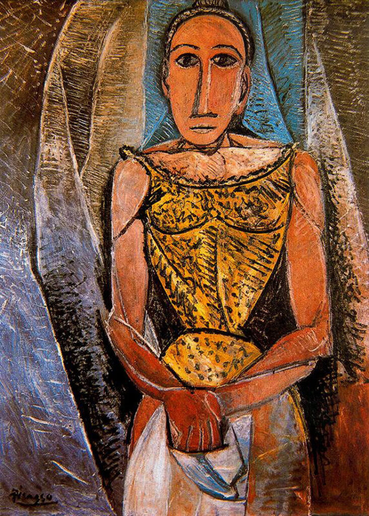 Woman with yellow shirt (1907) - Pablo Picasso Tablo