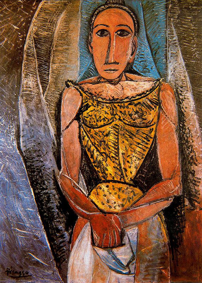 Woman with yellow shirt (1907) - Pablo Picasso Tablo