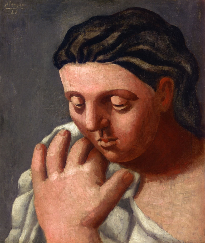 Woman's head and hand (1921) - Pablo Picasso Tablo
