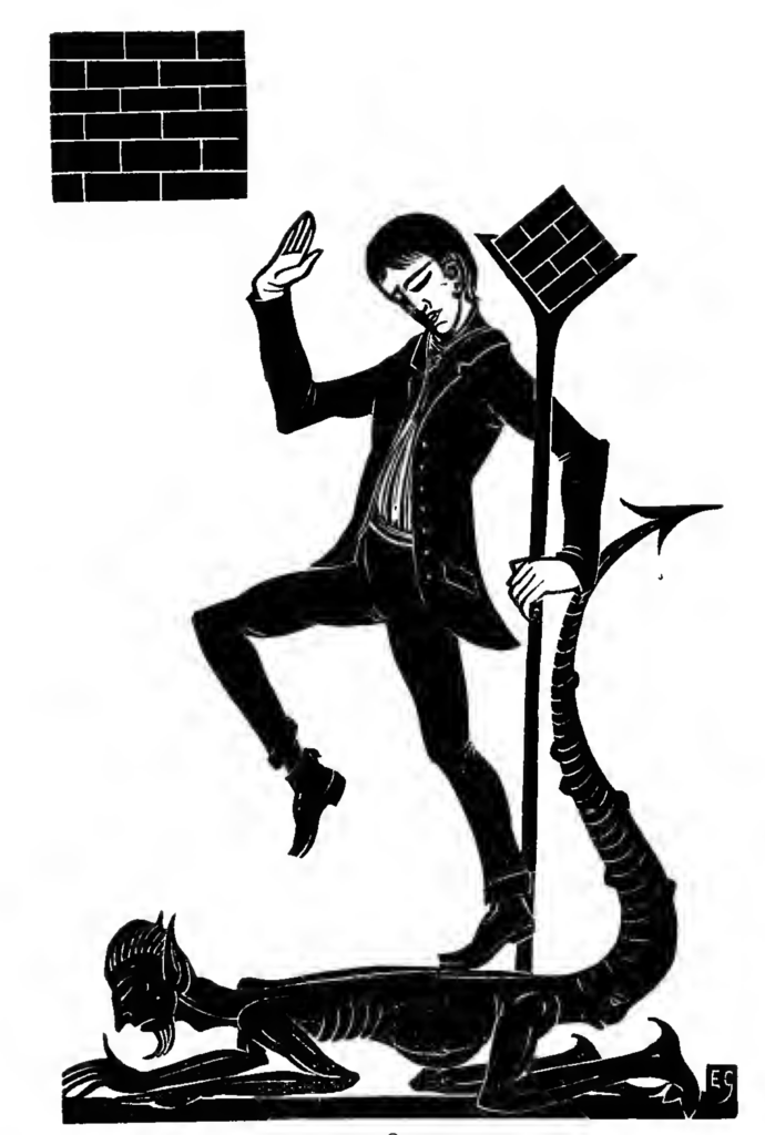 Woodcut from the Christian Social Book the Devil's Devices by H.d.c. Pepler, Showing a Bricklayer Ov (1915) - Eric Gill Tablo