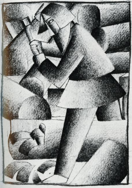 Woodcutter (1913) - Kazimir Malevich Tablo
