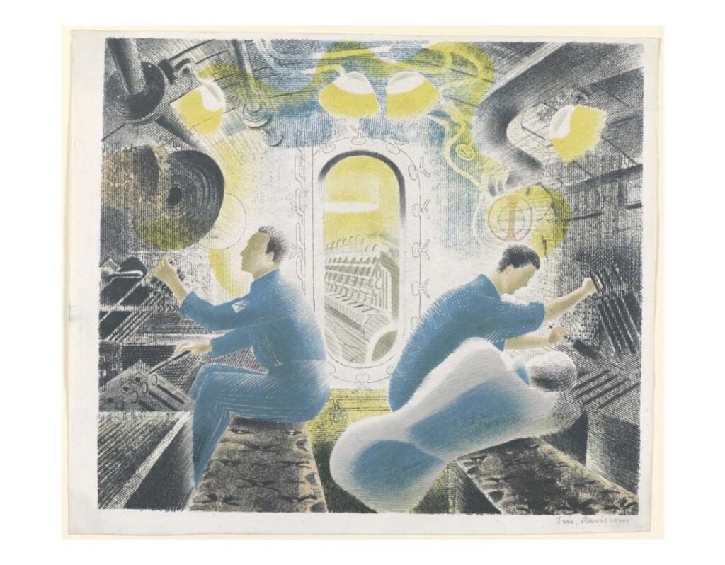 Working controls while submerged (1940) - Eric Ravilious Tablo