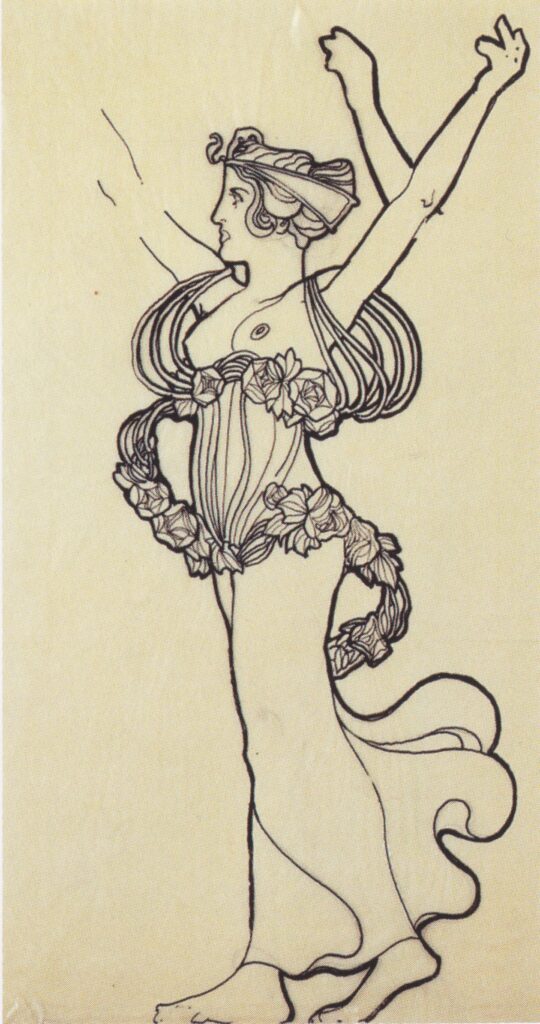 Wreath bearer. Design for decorative facade of the Viennese Secession. (1897) - Koloman Moser Tablo