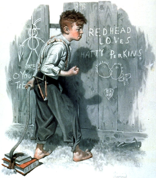Writing on the fence - Norman Rockwell Tablo
