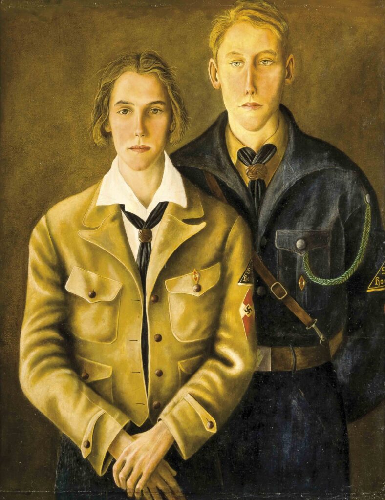 Young Couple in BDM and HJ Uniforms (1944) - Werner Peiner Tablo