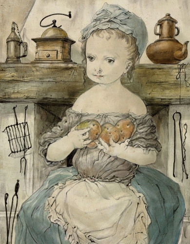 Young Girl With Potatoes (1952) – Tsuguharu Foujita Tablo