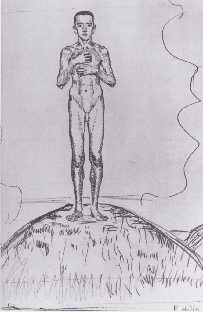 Young Man standing on a hill (1901) - Ferdinand Hodler Tablo