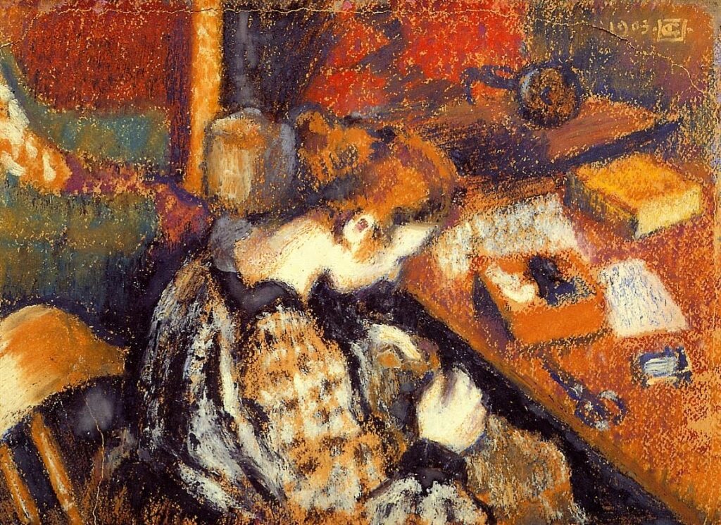 Young Woman Sewing (1905) - Georges Lemmen Tablo