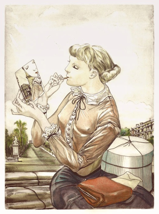 Young Woman with a Mirror (1935) – Tsuguharu Foujita Tablo