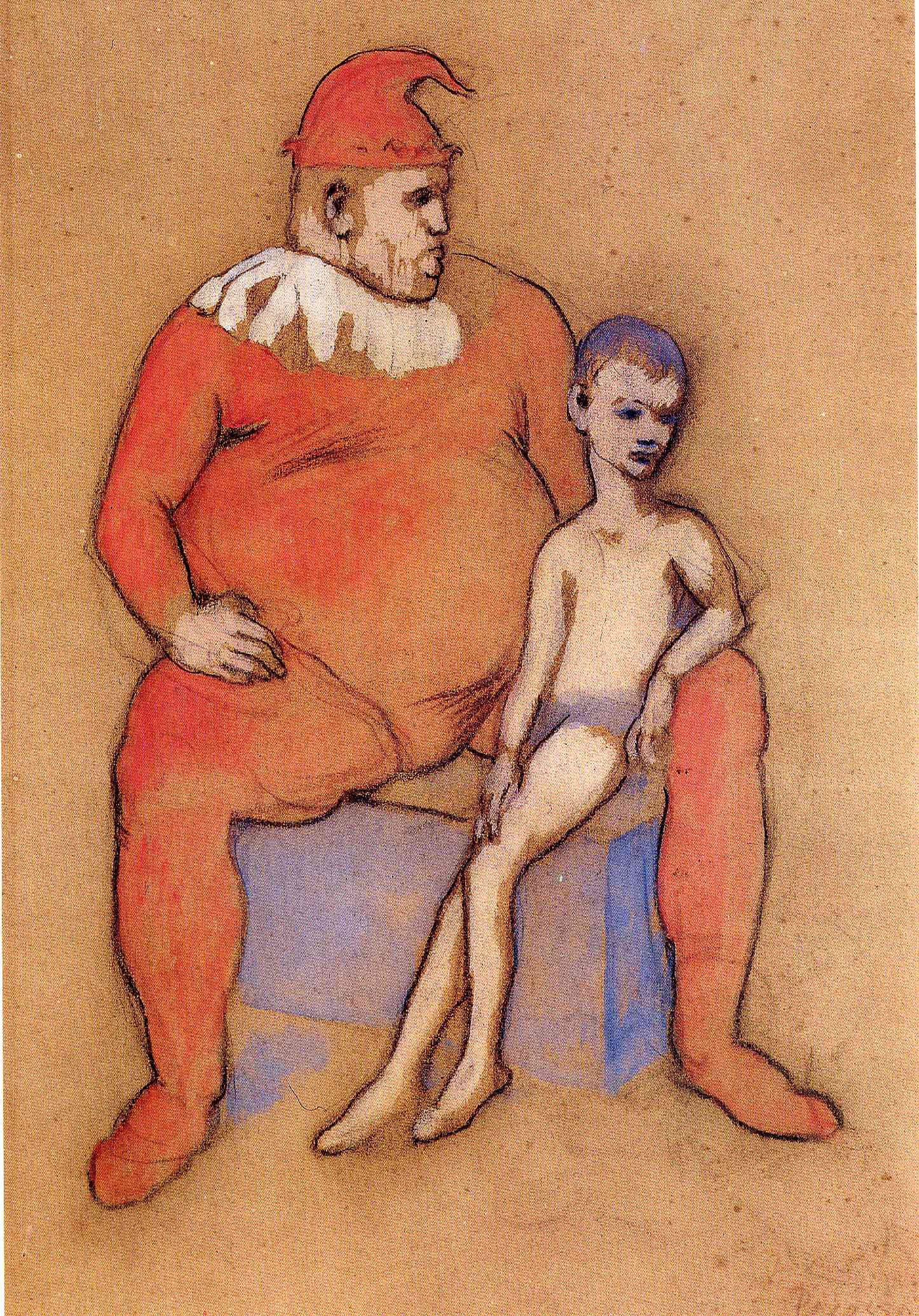 Young acrobat and clown (1905) - Pablo Picasso Tablo