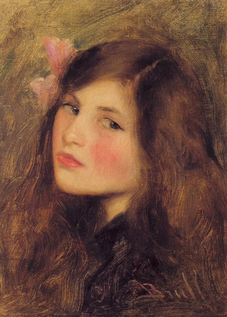 Young woman with pink bow (1895) - Joan Brull Tablo