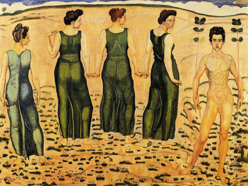 Youth Admired by Women - Ferdinand Hodler Tablo