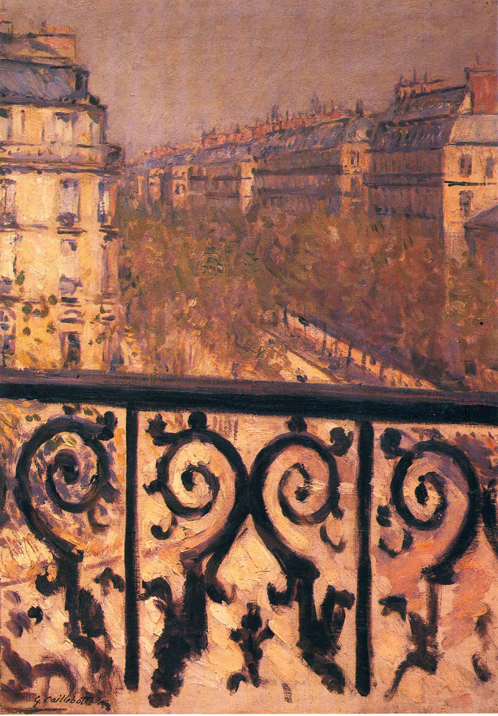 A Balcony in Paris (1880) - Gustave Caillebotte Tablo