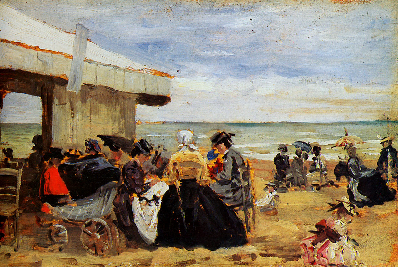 A Beach Scene - Eugène Boudin Tablo