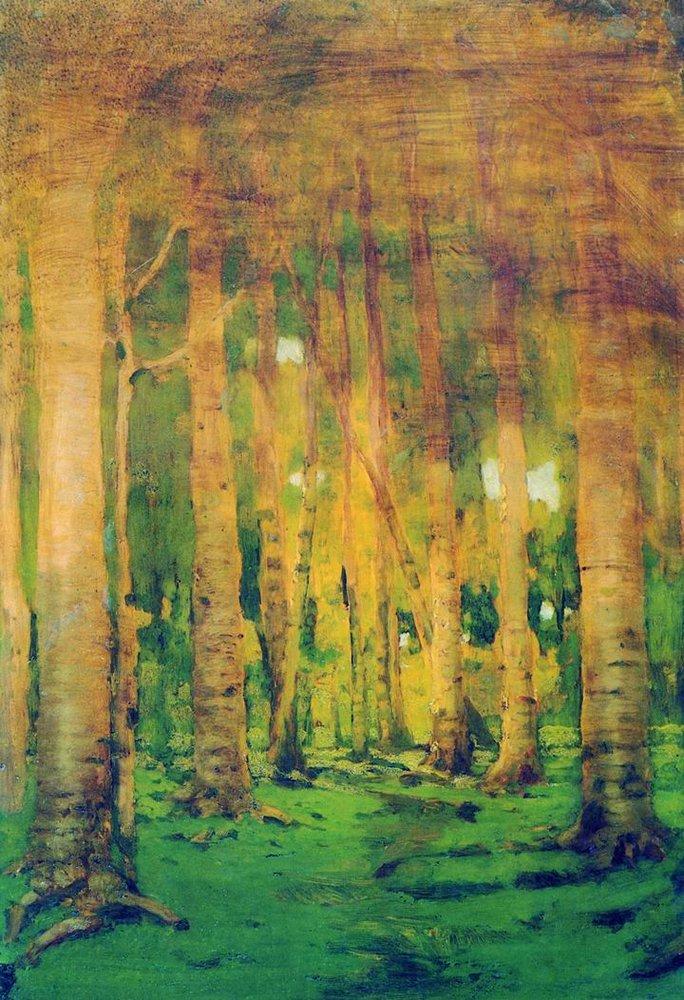 A Birch Grove. Spots of sunlight (1895) - Arkhip Kuindzhi Tablo