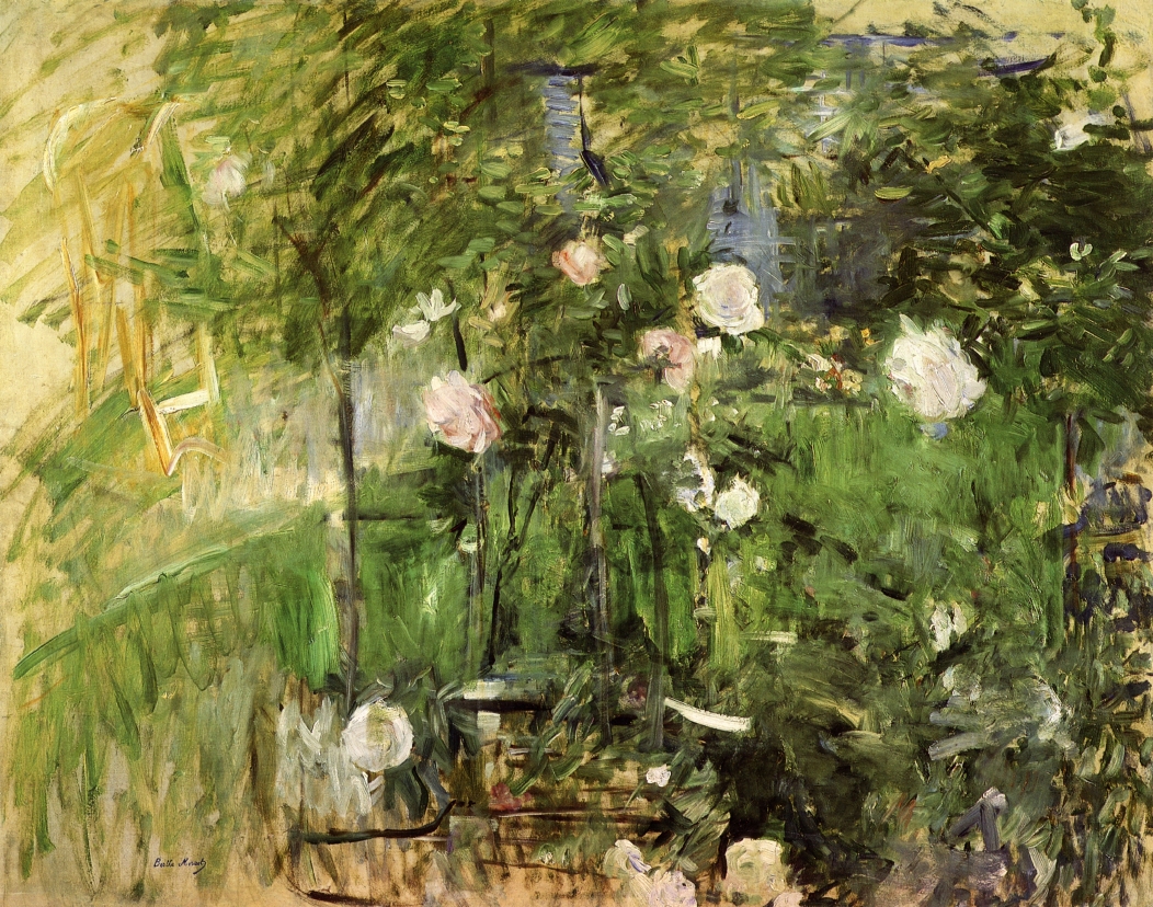 A Corner of the Rose Garden (1885) - Berthe Morisot Tablo