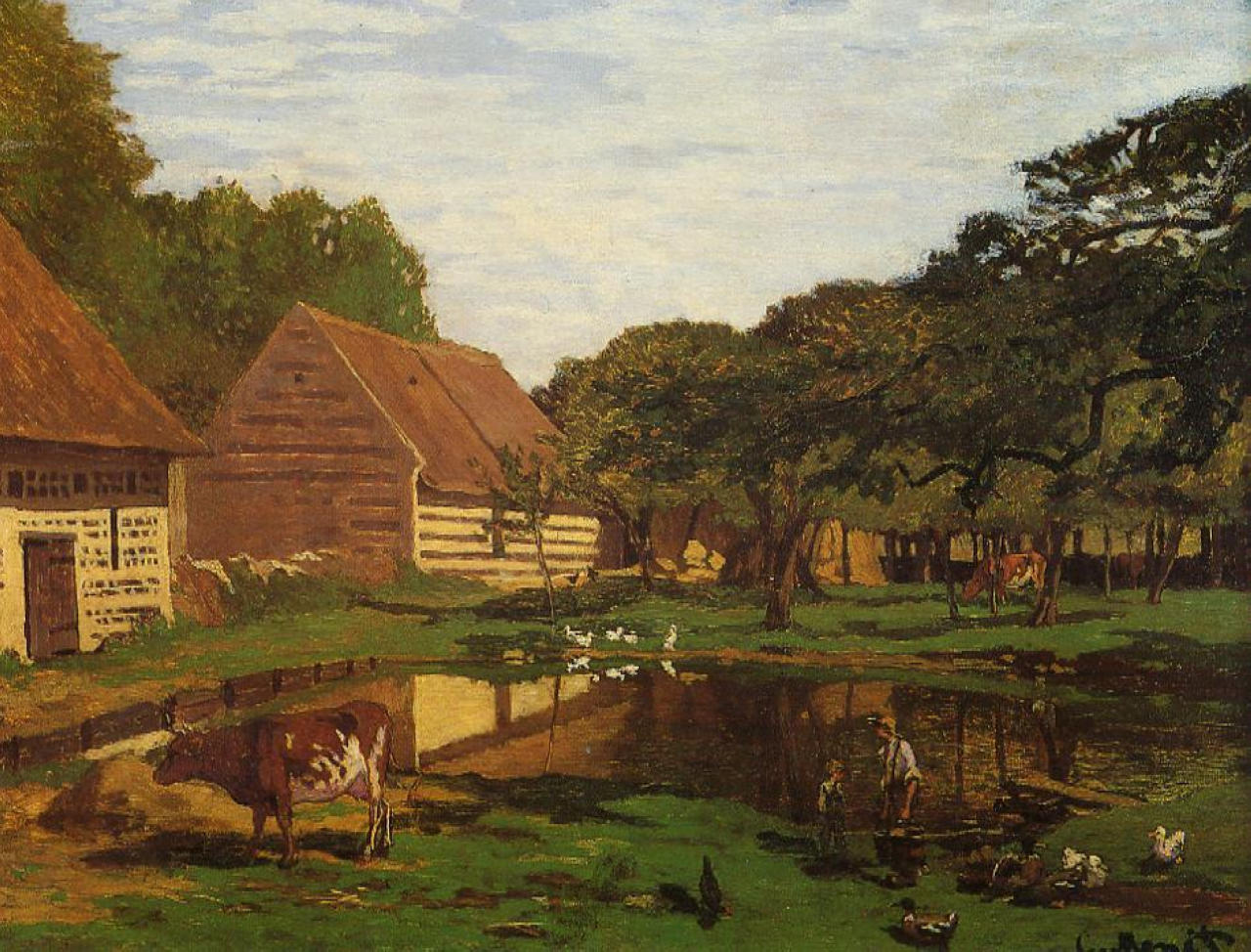 A Farmyard in Normandy (1863) - Claude Monet Tablo
