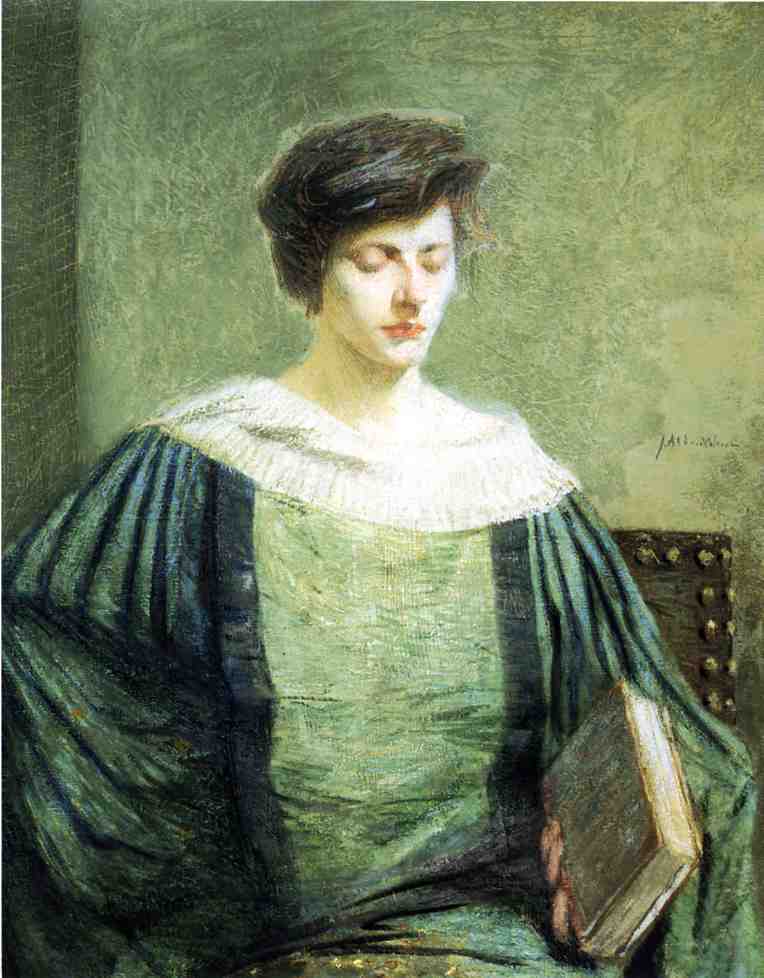 A Follower of Grolier - Julian Alden Weir Tablo