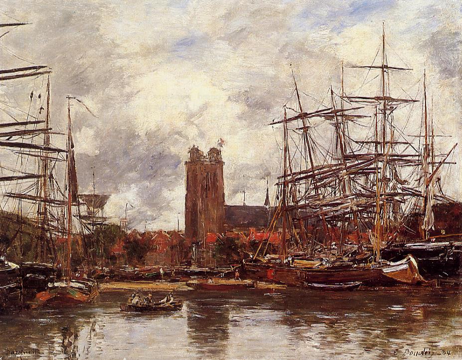 A French Port (1884) - Eugène Boudin Tablo