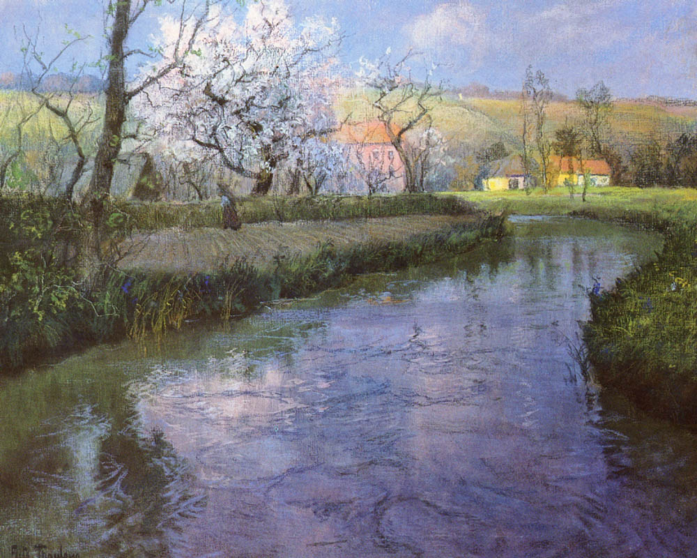 A French River Landscape - Frits Thaulow Tablo