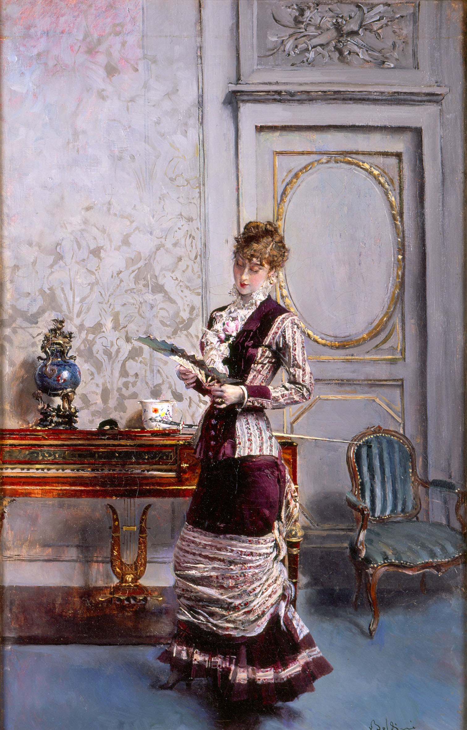 A Lady Admiiring a Fan (1878) - Giovanni Boldini Tablo