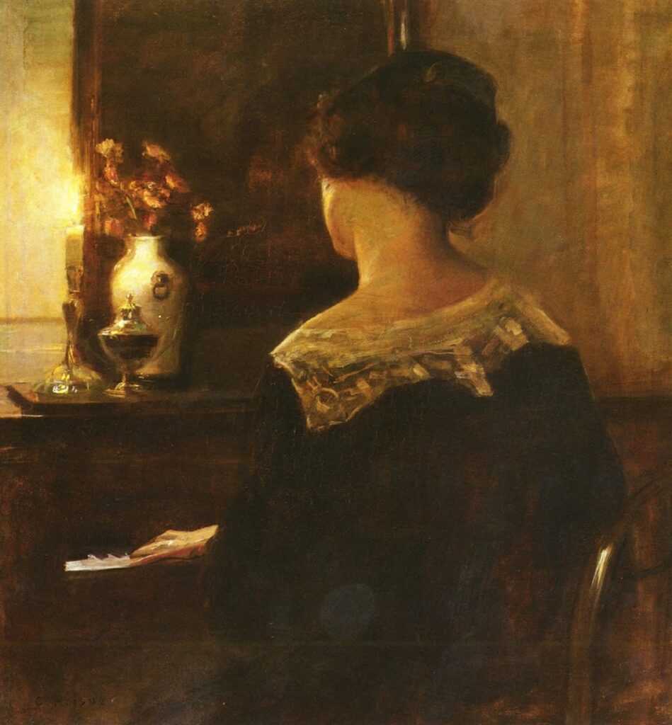A Lady Playing the Piano (1900) - Carl Holsøe Tablo