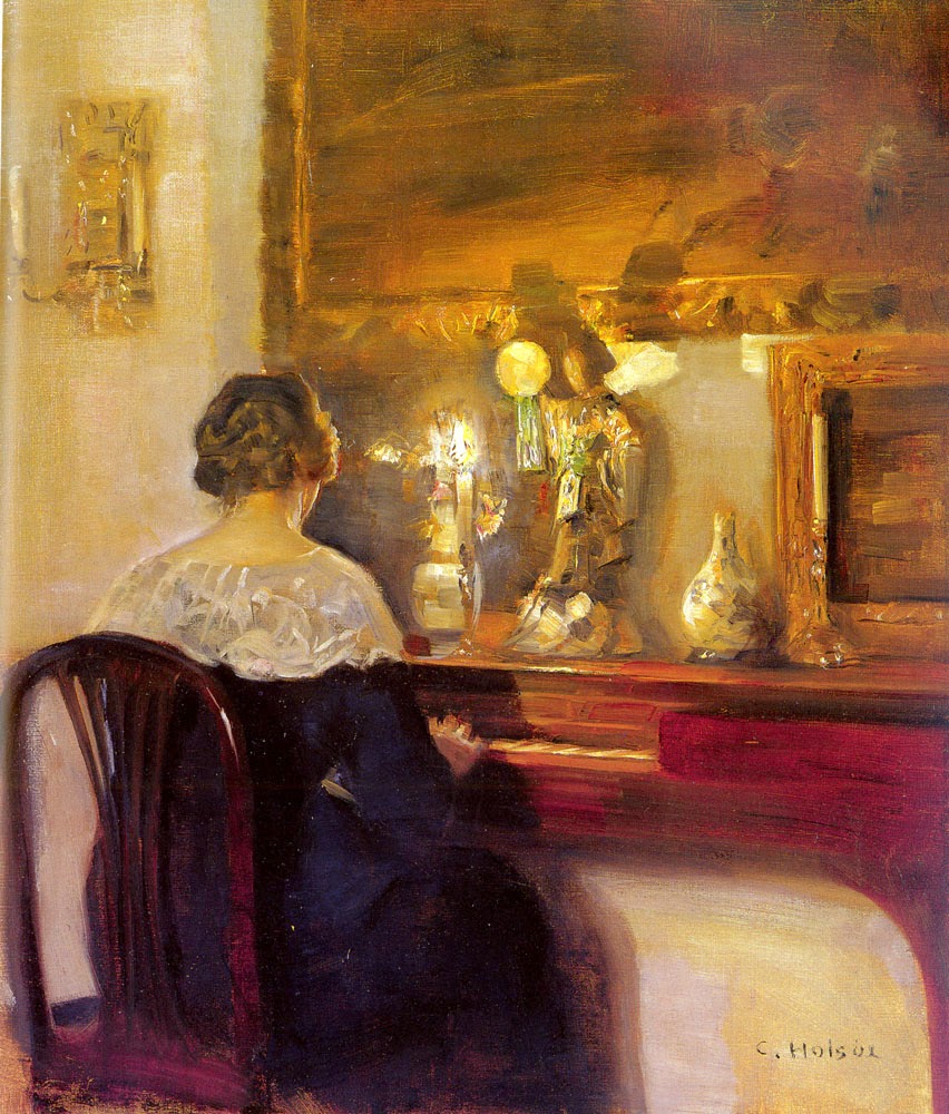 A Lady Playing the Spinet - Carl Holsøe Tablo