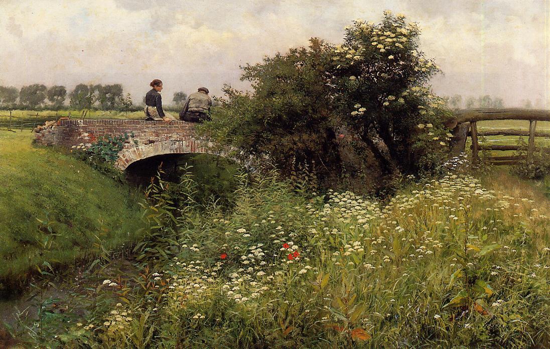 A Meeting on the Bridge - Emile Claus Tablo
