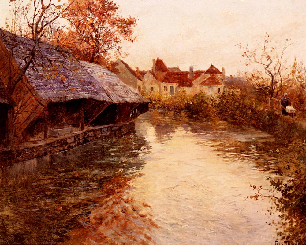 A Morning River Scene (1891) - Frits Thaulow Tablo