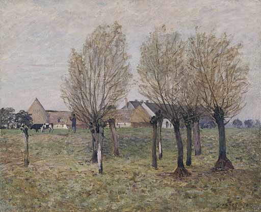 A Normandy Farm (1874) - Alfred Sisley Tablo