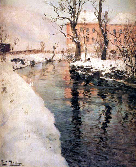 A River in the Winter - Frits Thaulow Tablo