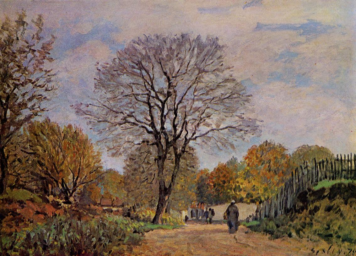 A Road in Seine et Marne (1875) - Alfred Sisley Tablo