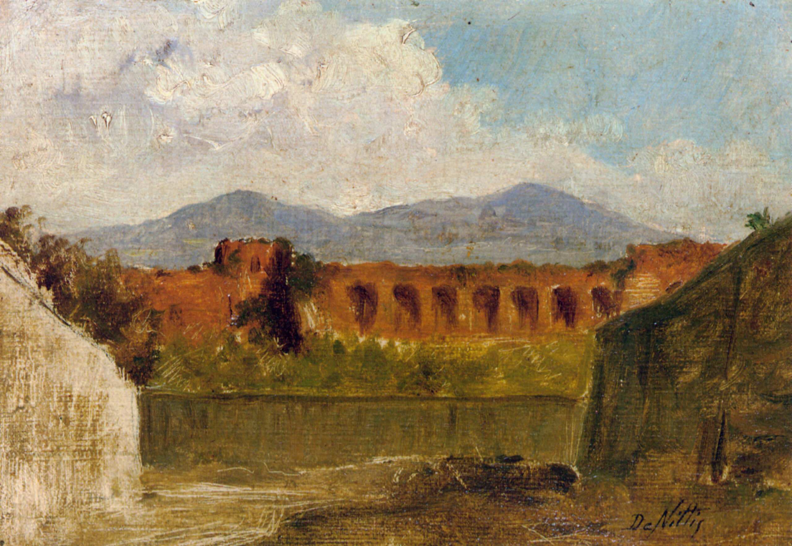 A Roman Aqueduct (1874) - Giuseppe De Nittis Tablo