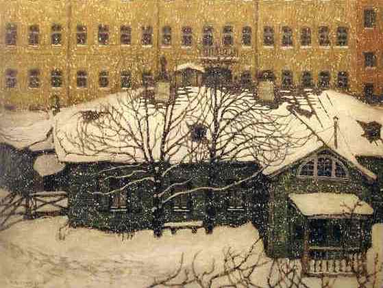 A Small House in St. Petersburg (1905) - Mstislav Dobuzhinsky Tablo