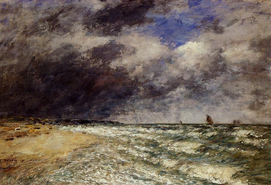 A Squall from Northwest (1895) - Eugène Boudin Tablo