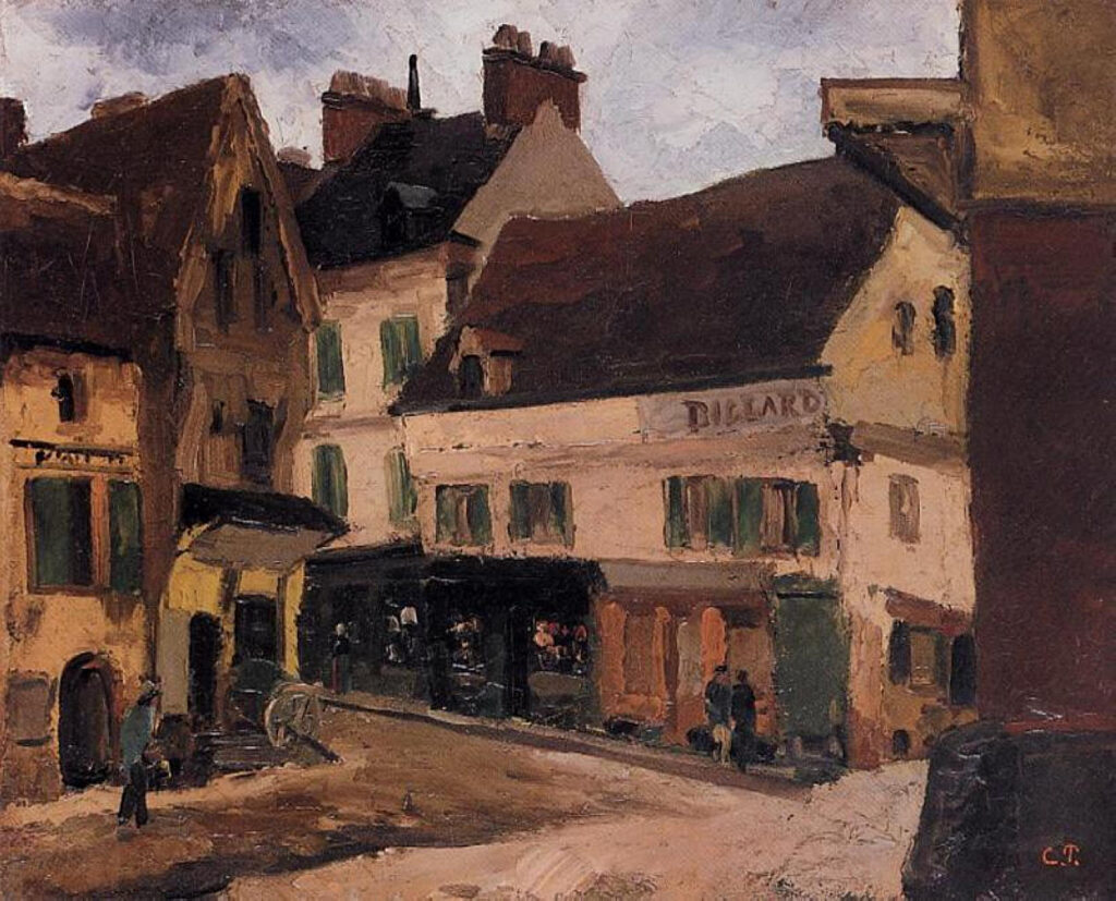 A Square in La Roche Guyon (1867) - Camille Pissarro Tablo