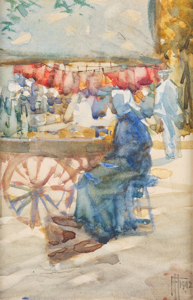 A Street Market in Brittany (1902) - Frances Hodgkins Tablo