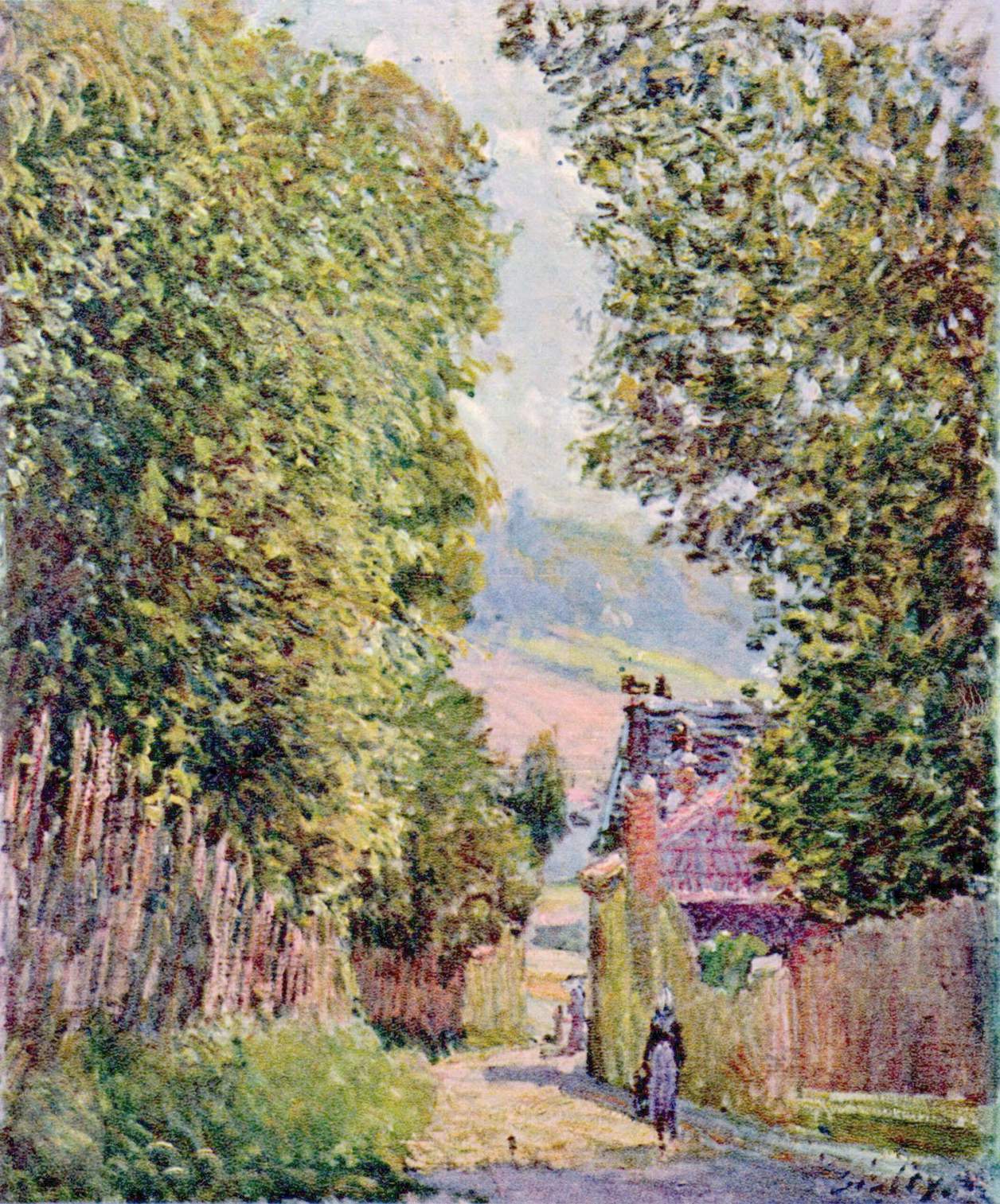 A Street in Louveciennes (1878) - Alfred Sisley Tablo