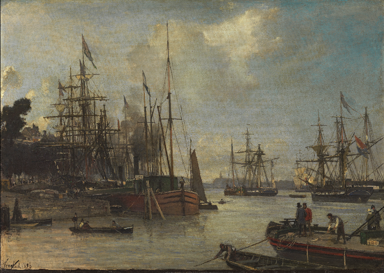A View of the Harbour, Rotterdam (1856) - Johan Jongkind Tablo