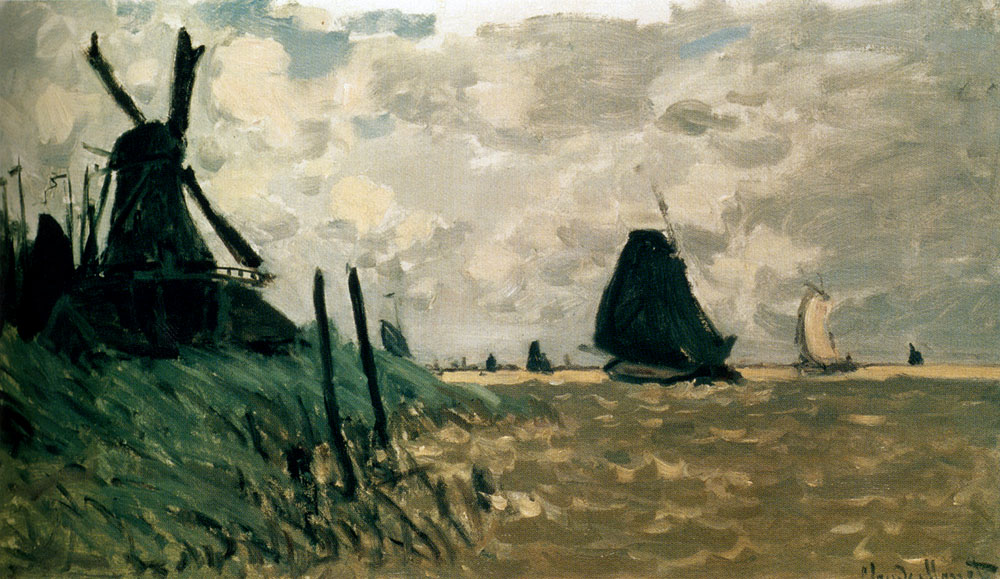A Windmill near Zaandam (1871) - Claude Monet Tablo