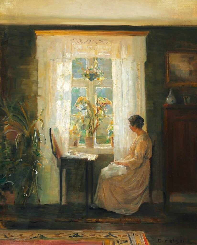 A Woman at a Sunny Window - Carl Holsøe Tablo
