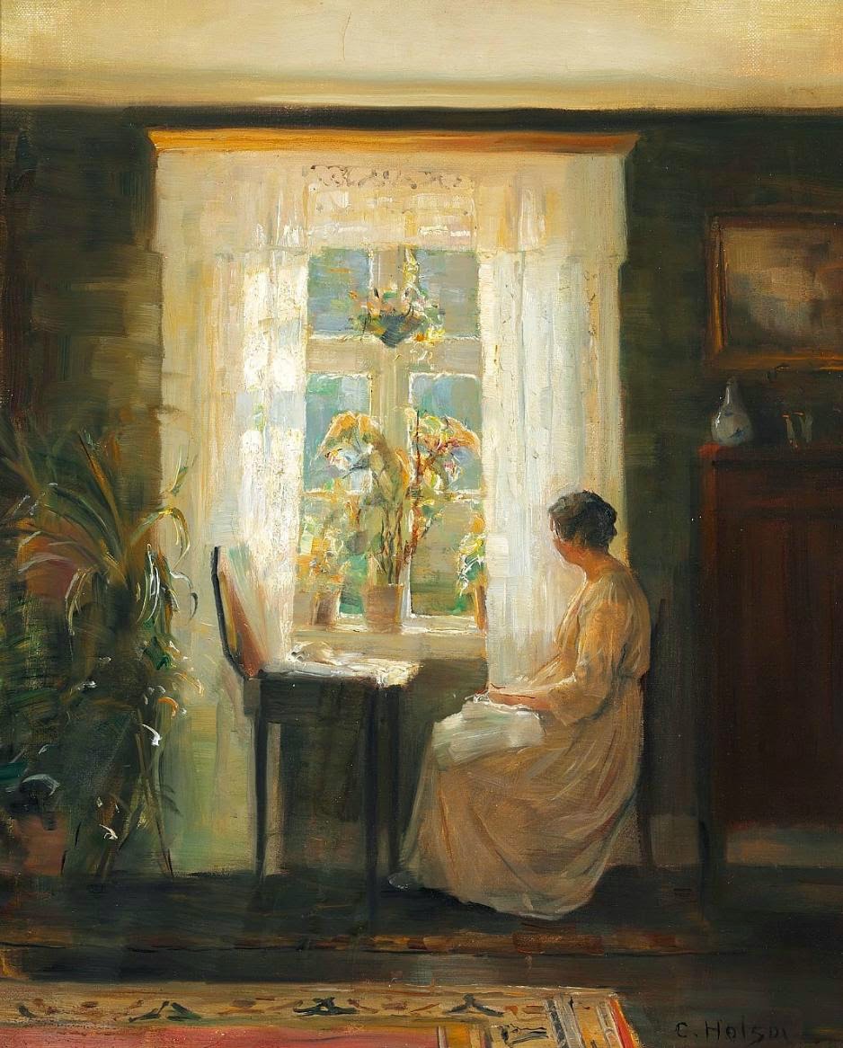 A Woman at a Sunny Window - Carl Holsøe Tablo
