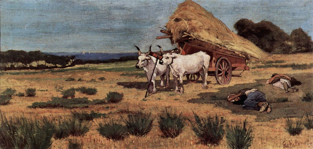 A break in Maremma with a farmer and a team of oxen (1873) - Giovanni Fattori Tablo