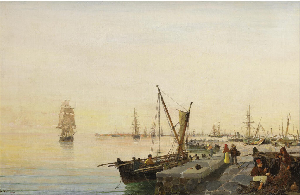 A busy harbour – Konstantinos Volanakis Tablo