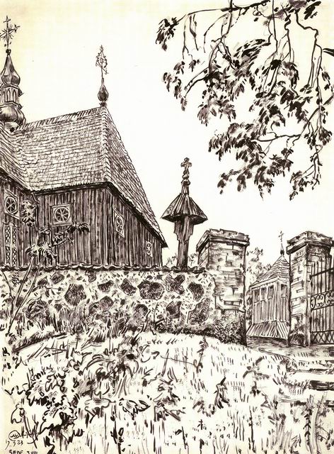 A church in Seda (1933) - Mstislav Dobuzhinsky Tablo