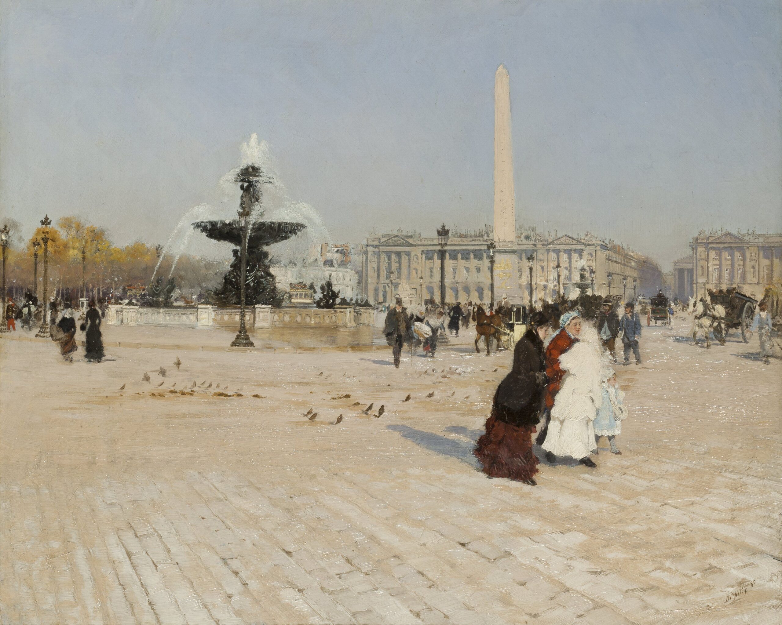 A corner of the Place de la Concorde in Paris (1880) - Giuseppe De Nittis Tablo