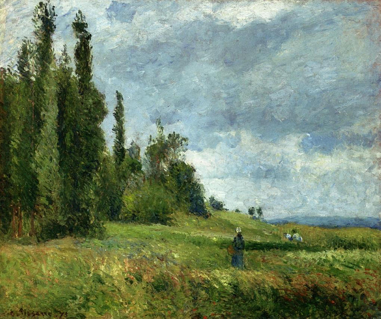 A part of Groettes, Pontoise, Gray Weather (1875) - Camille Pissarro Tablo
