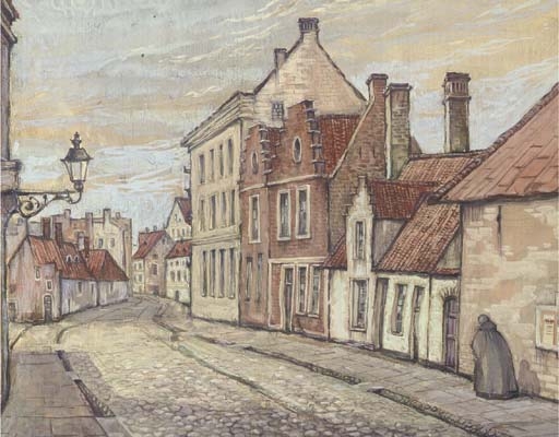 A street in Bruges (1910) - Mstislav Dobuzhinsky Tablo