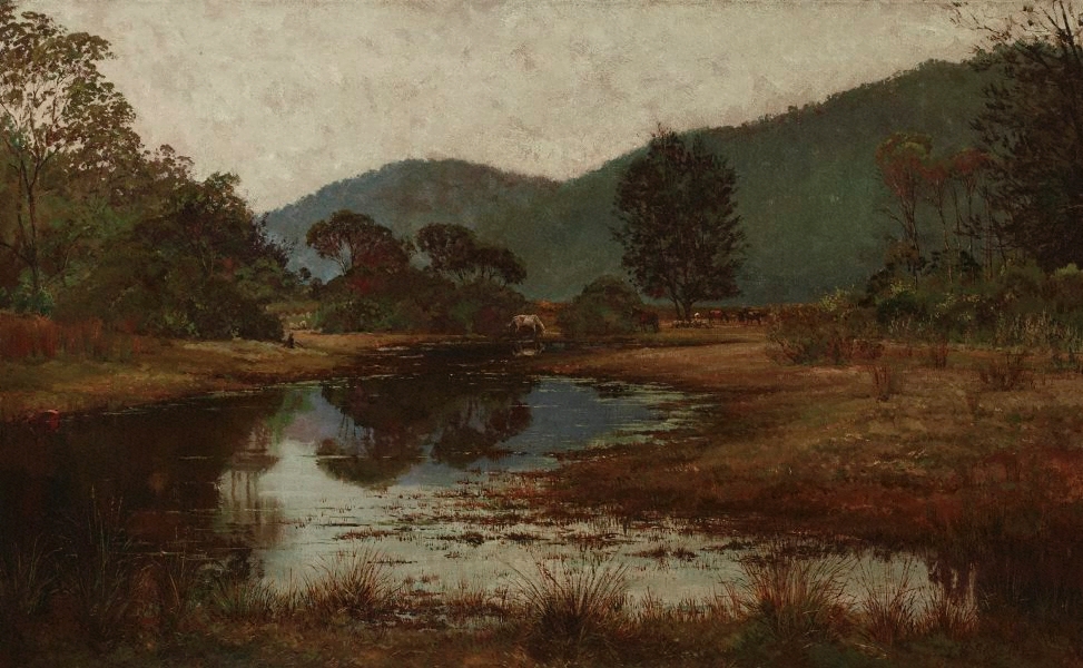 A waterhole on the Hawkesbury River (1885) - Julian Ashton Tablo