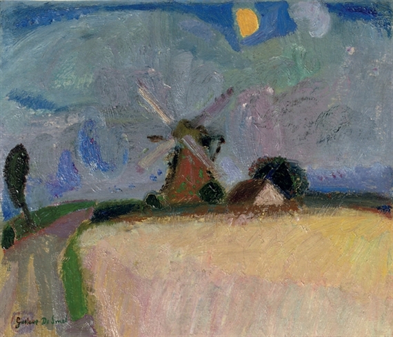 A windmill in a landscape, Het Gooi (1916) - Gustave De Smet Tablo